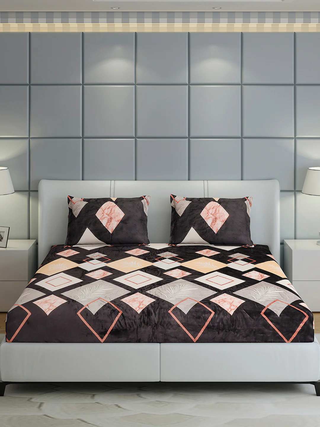 247 GSM 100% Polyester King Bed 1 Bedsheet with 2 Pillow Cover (Teresa) - Image 2