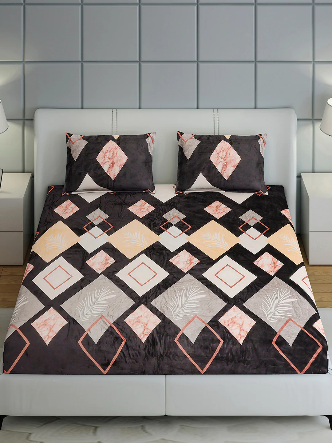 247 GSM 100% Polyester King Bed 1 Bedsheet with 2 Pillow Cover (Teresa) - Image 3