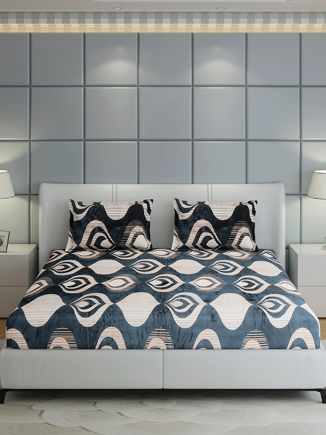 247 GSM 100% Polyester King Bed 1 Bedsheet with 2 Pillow Cover (Teresa) - Image 2
