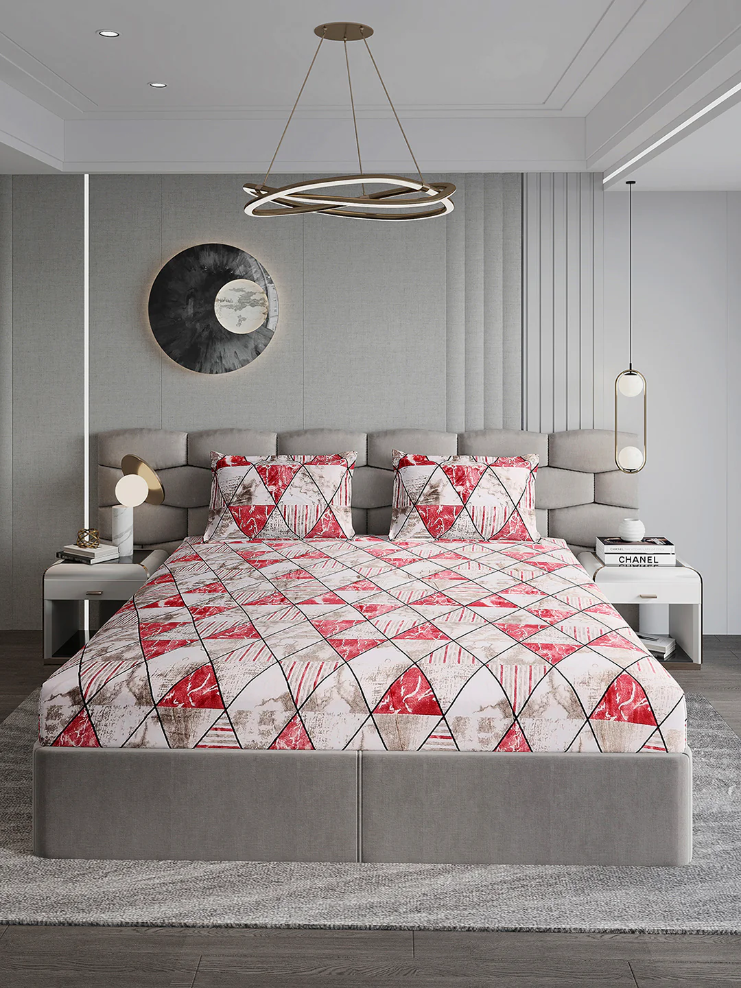 247 GSM 100% Polyester King Bed 1 Bedsheet with 2 Pillow Cover (Vibe) - Image 2