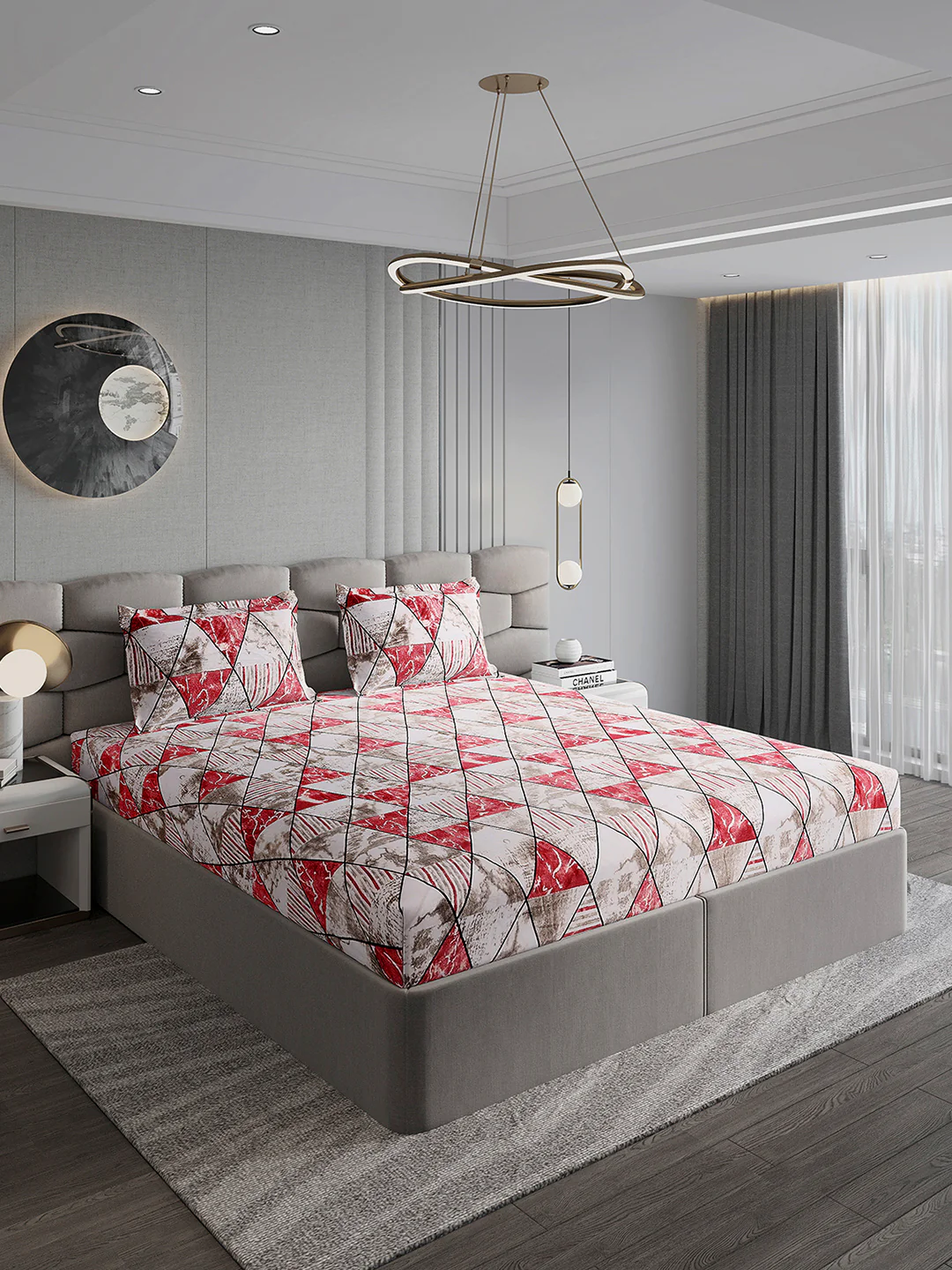 247 GSM 100% Polyester King Bed 1 Bedsheet with 2 Pillow Cover (Vibe) - Image 4