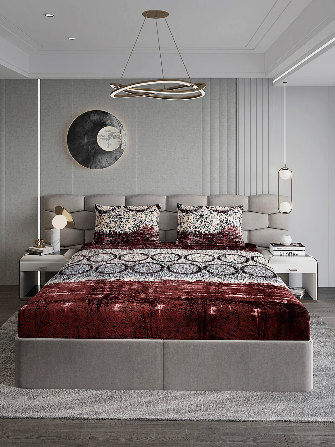 247 GSM 100% Polyester King Bed 1 Bedsheet with 2 Pillow Cover (Vibe) - Image 2
