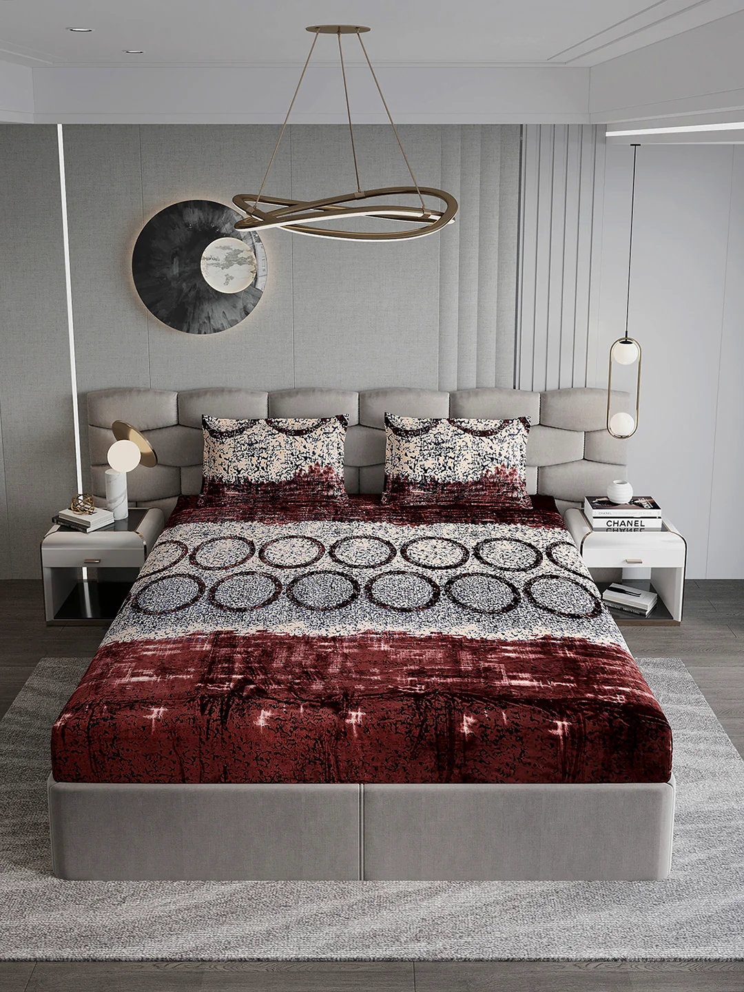 247 GSM 100% Polyester King Bed 1 Bedsheet with 2 Pillow Cover (Vibe) - Image 3