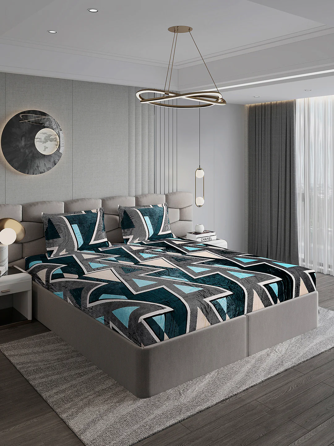 247 GSM 100% Polyester King Bed 1 Bedsheet with 2 Pillow Cover (Vibe) - Image 4