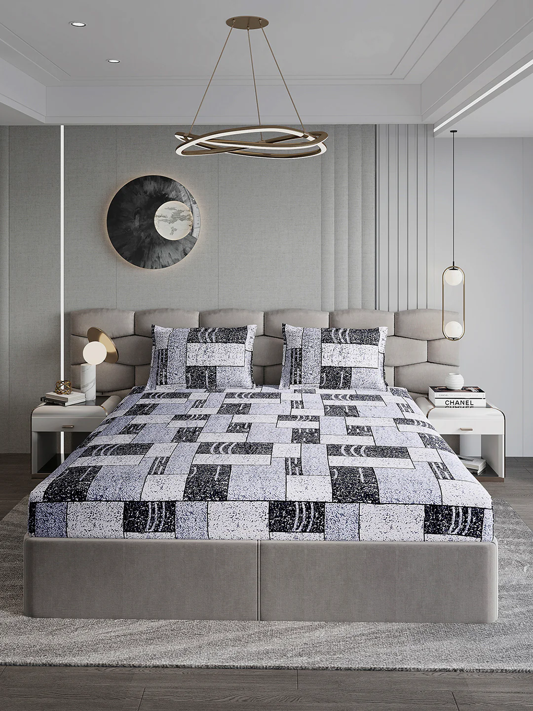 247 GSM 100% Polyester King Bed 1 Bedsheet with 2 Pillow Cover (Vibe) - Image 2