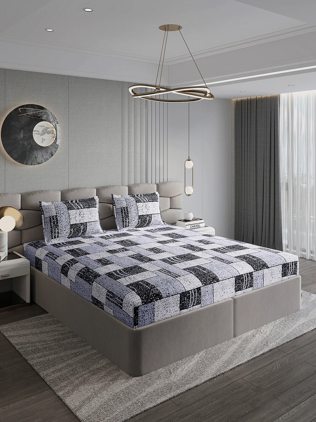 247 GSM 100% Polyester King Bed 1 Bedsheet with 2 Pillow Cover (Vibe) - Image 4