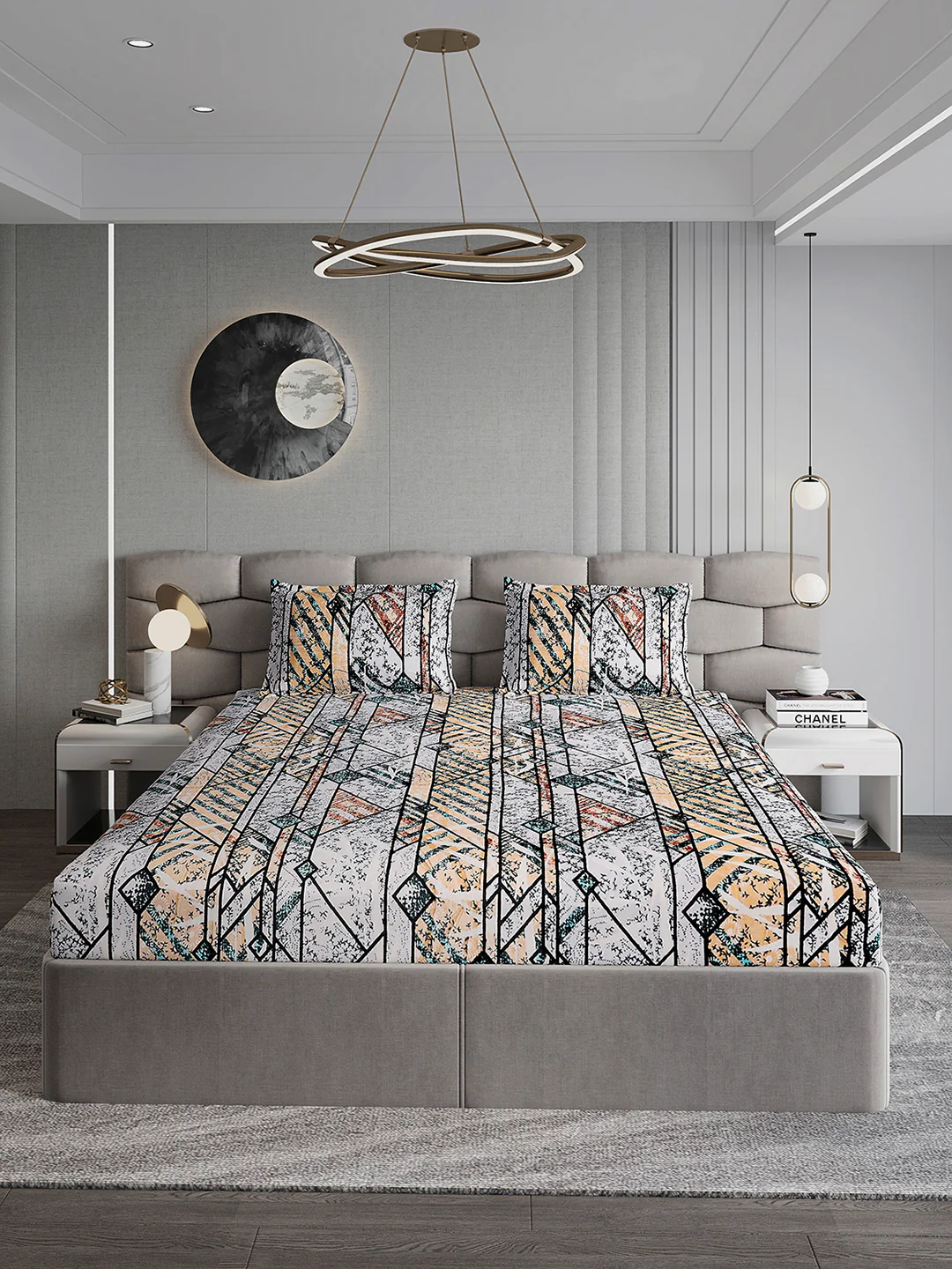 247 GSM 100% Polyester King Bed 1 Bedsheet with 2 Pillow Cover (Vibe) - Image 2