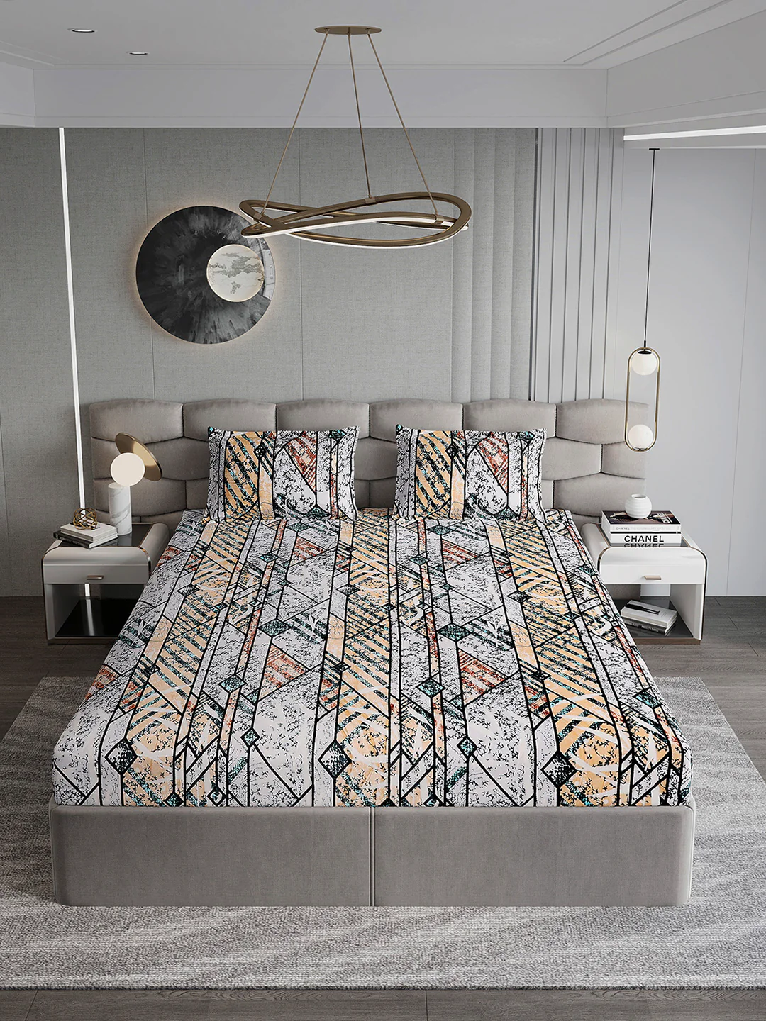 247 GSM 100% Polyester King Bed 1 Bedsheet with 2 Pillow Cover (Vibe) - Image 3