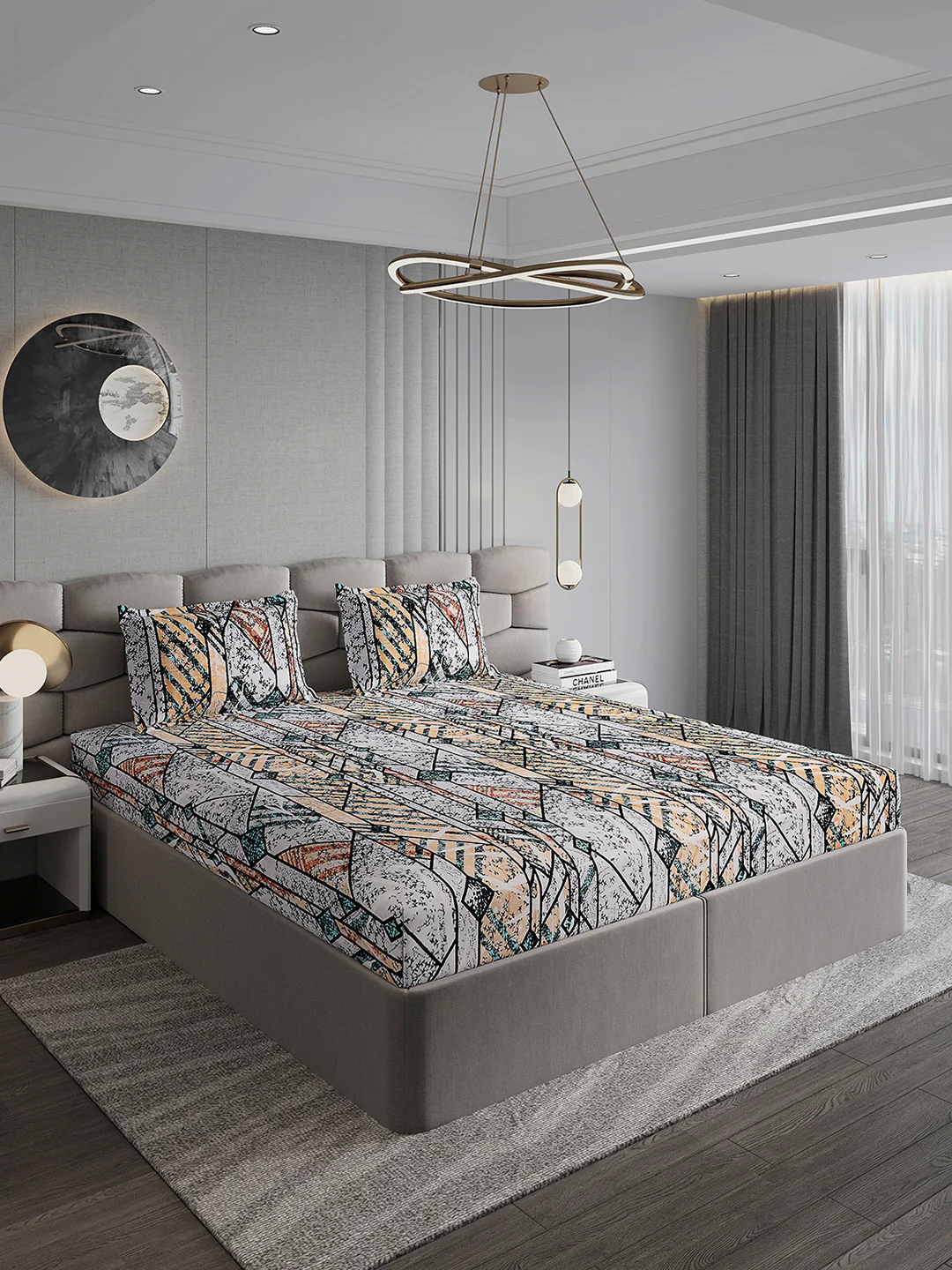 247 GSM 100% Polyester King Bed 1 Bedsheet with 2 Pillow Cover (Vibe) - Image 4