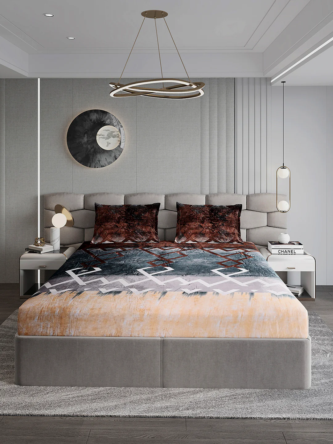 247 GSM 100% Polyester King Bed 1 Bedsheet with 2 Pillow Cover (Vibe) - Image 2