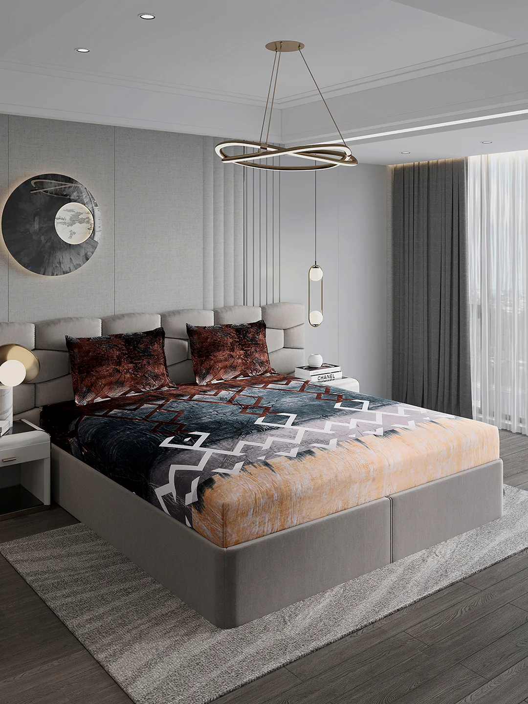 247 GSM 100% Polyester King Bed 1 Bedsheet with 2 Pillow Cover (Vibe) - Image 4