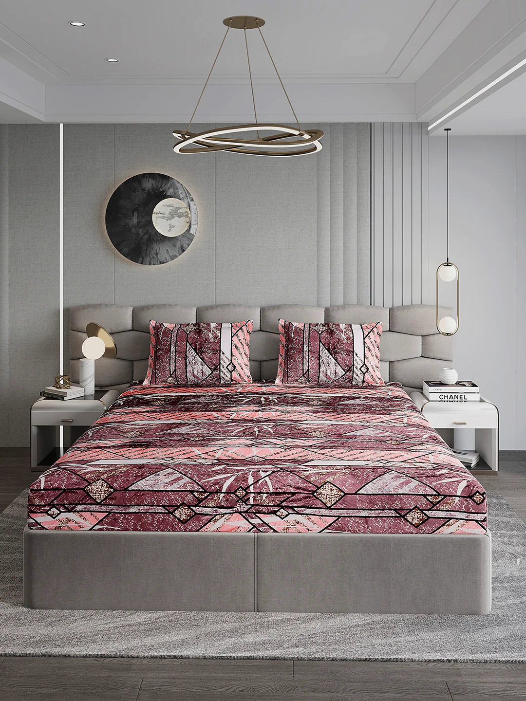 247 GSM 100% Polyester King Bed 1 Bedsheet with 2 Pillow Cover (Vibe) - Image 2