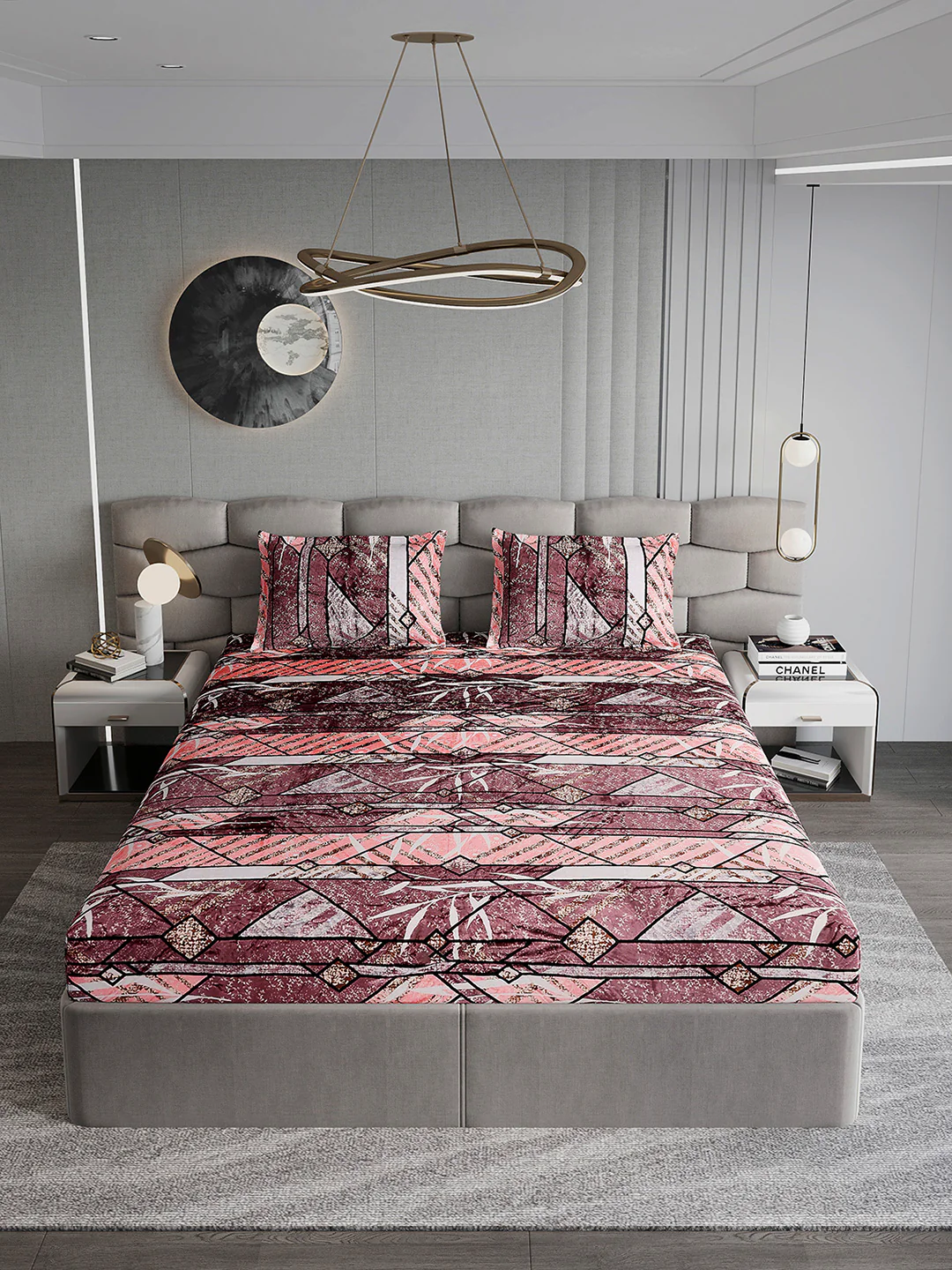 247 GSM 100% Polyester King Bed 1 Bedsheet with 2 Pillow Cover (Vibe) - Image 3