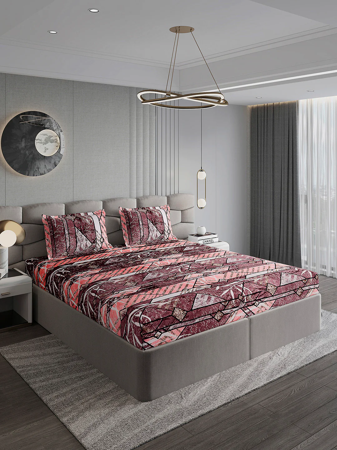 247 GSM 100% Polyester King Bed 1 Bedsheet with 2 Pillow Cover (Vibe) - Image 4
