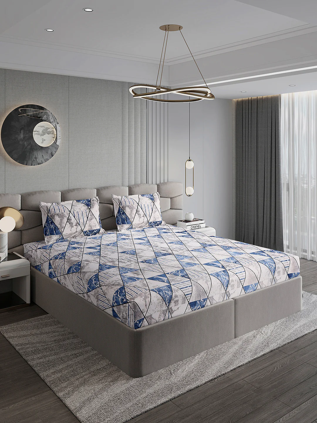 247 GSM 100% Polyester King Bed 1 Bedsheet with 2 Pillow Cover (Vibe) - Image 4
