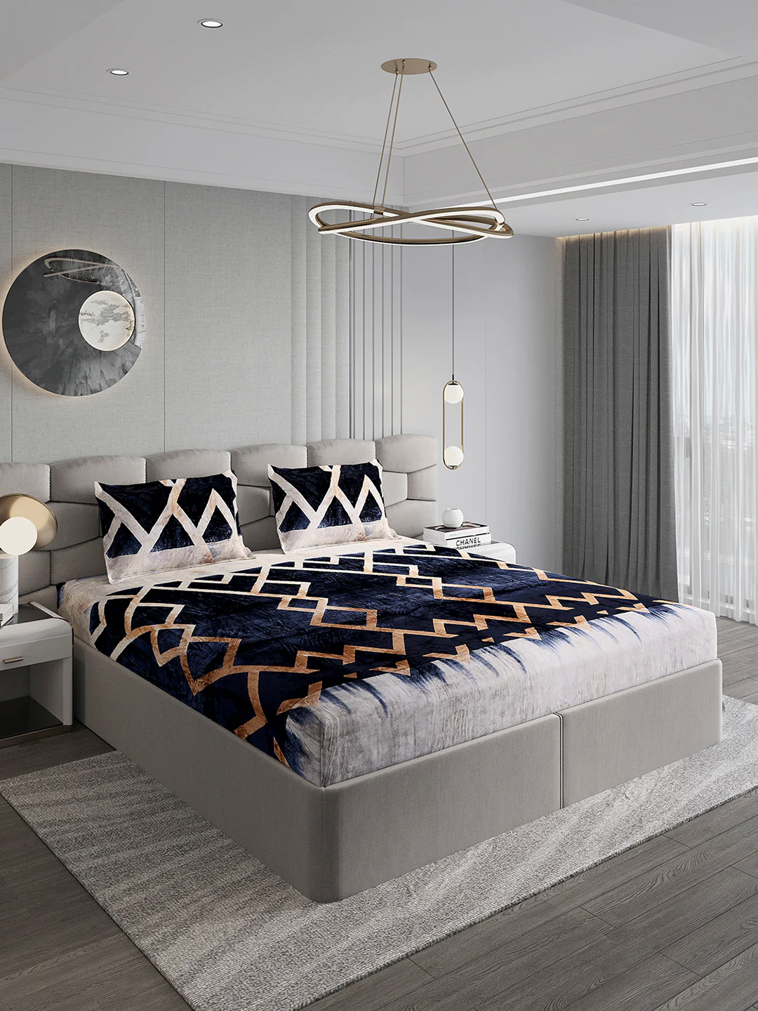 247 GSM 100% Polyester King Bed 1 Bedsheet with 2 Pillow Cover (Vibe) - Image 4