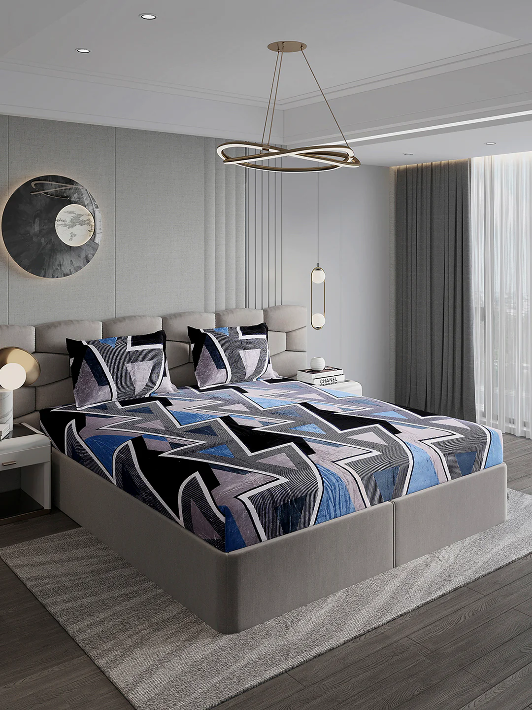 247 GSM 100% Polyester King Bed 1 Bedsheet with 2 Pillow Cover (Vibe) - Image 4