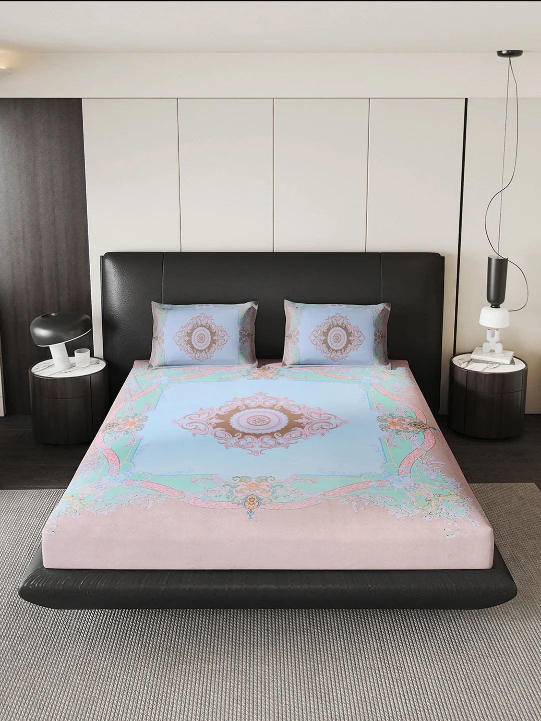 252 GSM 100% Polyester King Bed 1 Bedsheet with 2 Pillow Cover (Urban) - Image 2