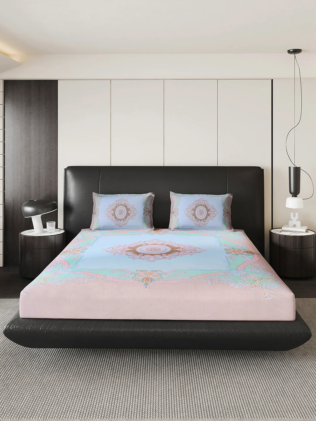 252 GSM 100% Polyester King Bed 1 Bedsheet with 2 Pillow Cover (Urban) - Image 3