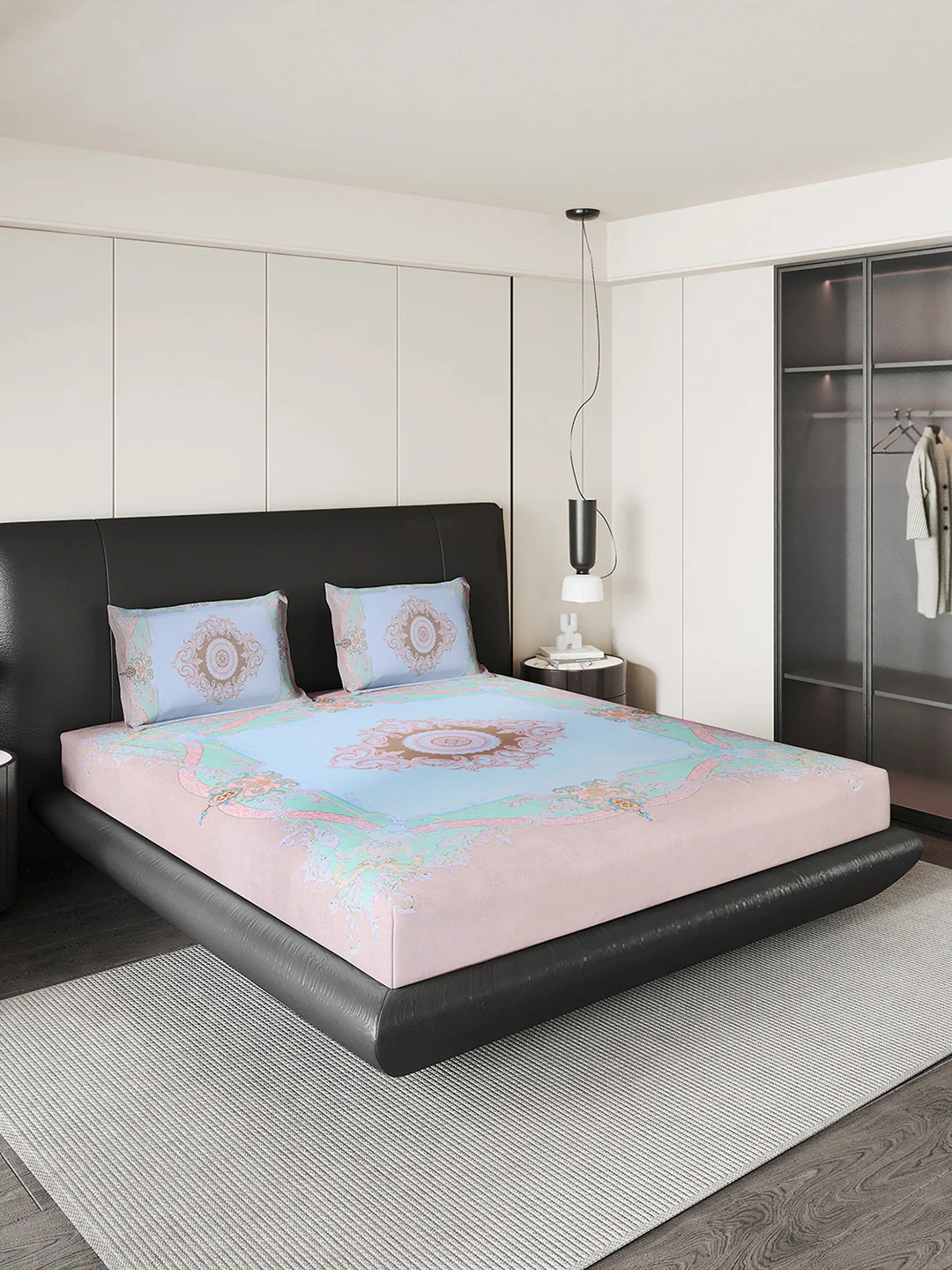 252 GSM 100% Polyester King Bed 1 Bedsheet with 2 Pillow Cover (Urban) - Image 4