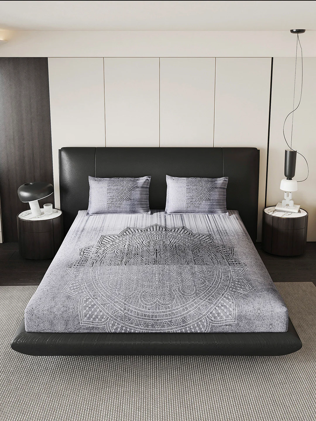 252 GSM 100% Polyester King Bed 1 Bedsheet with 2 Pillow Cover (Urban) - Image 3