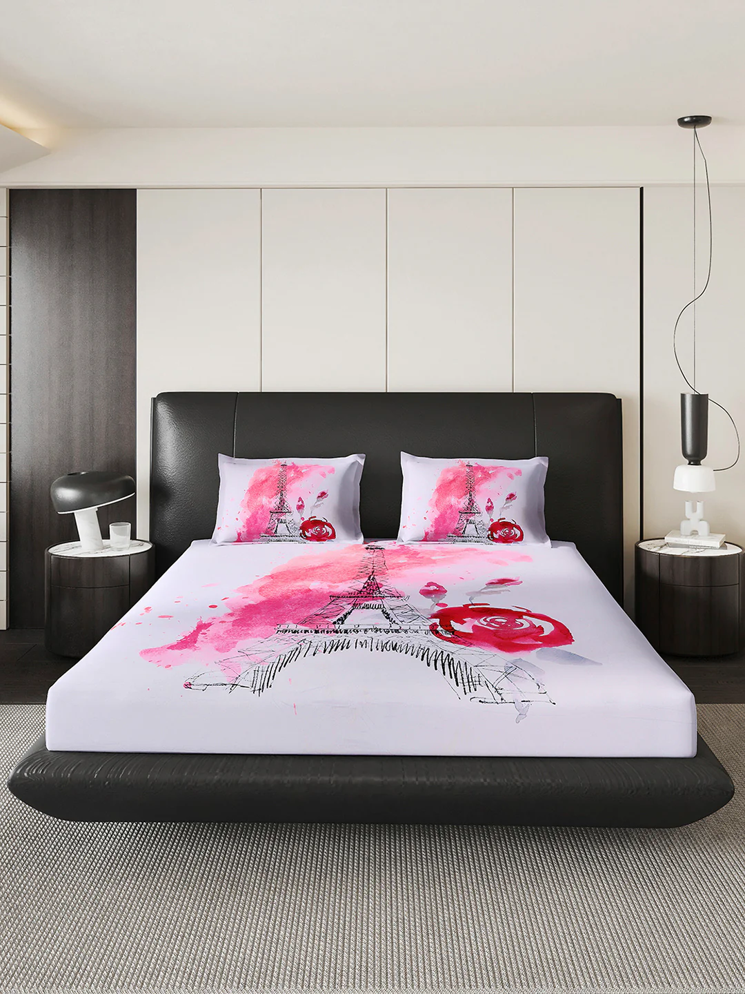 252 GSM 100% Polyester King Bed 1 Bedsheet with 2 Pillow Cover (Urban) - Image 2