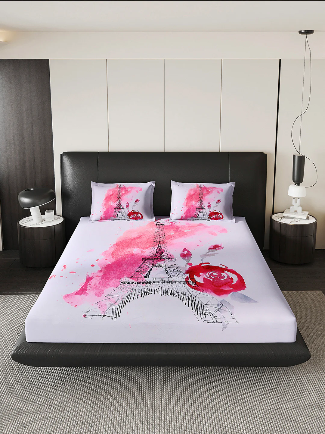 252 GSM 100% Polyester King Bed 1 Bedsheet with 2 Pillow Cover (Urban) - Image 3