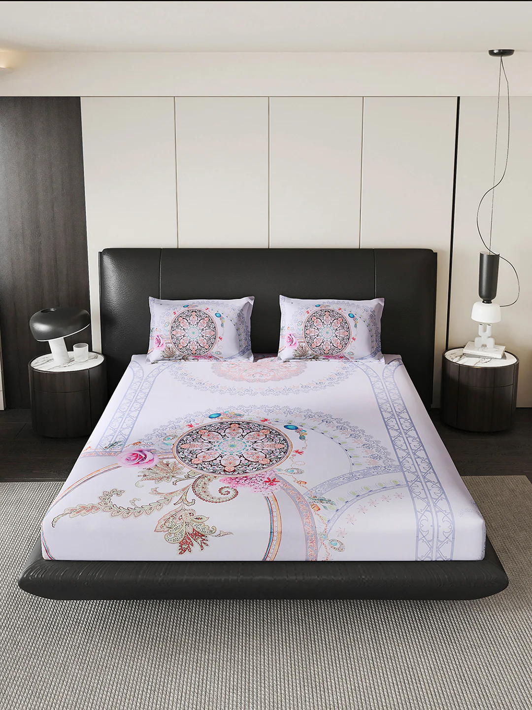 252 GSM 100% Polyester King Bed 1 Bedsheet with 2 Pillow Cover (Urban) - Image 3