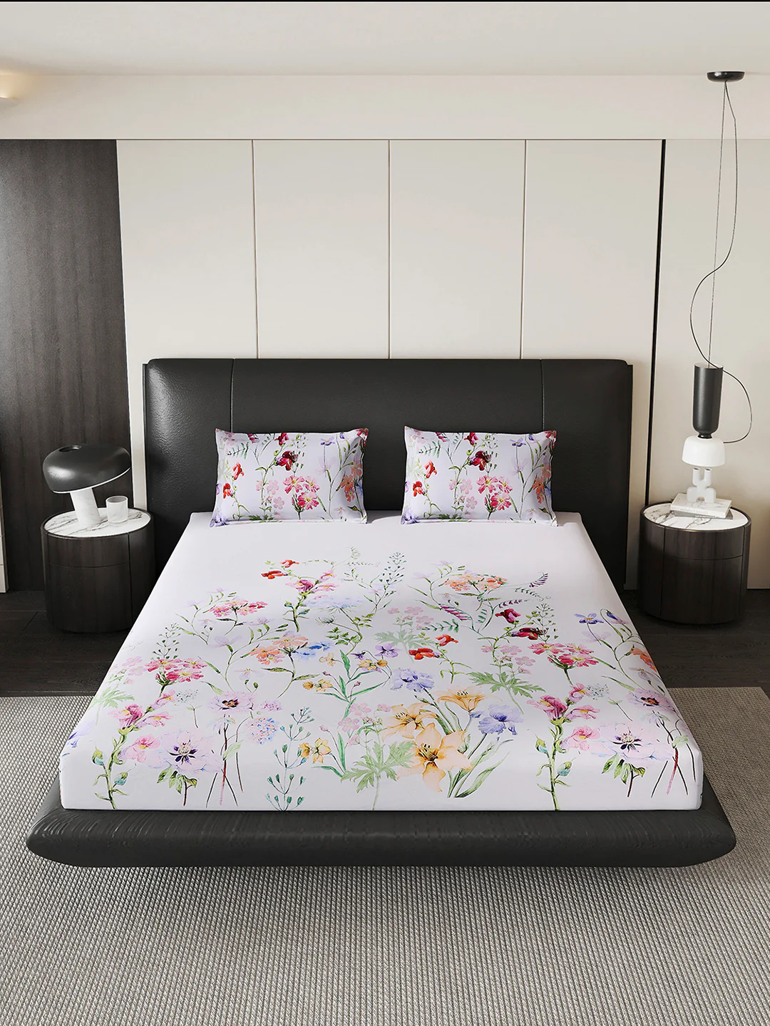 252 GSM 100% Polyester King Bed 1 Bedsheet with 2 Pillow Cover (Urban) - Image 3