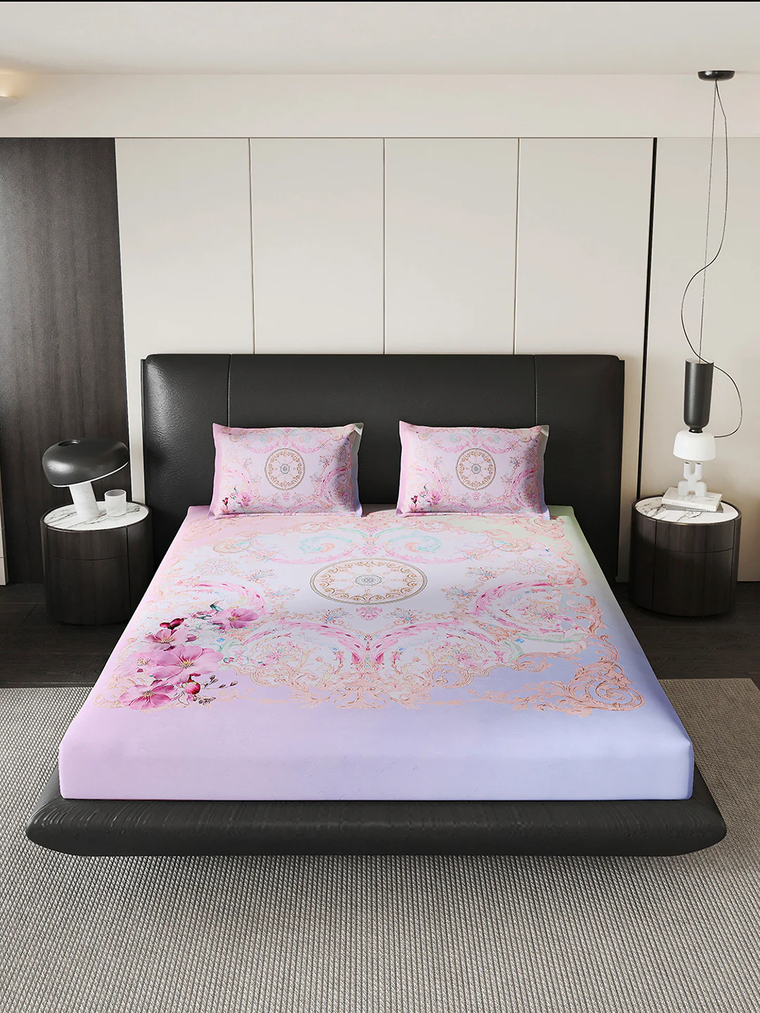 252 GSM 100% Polyester King Bed 1 Bedsheet with 2 Pillow Cover (Urban) - Image 2