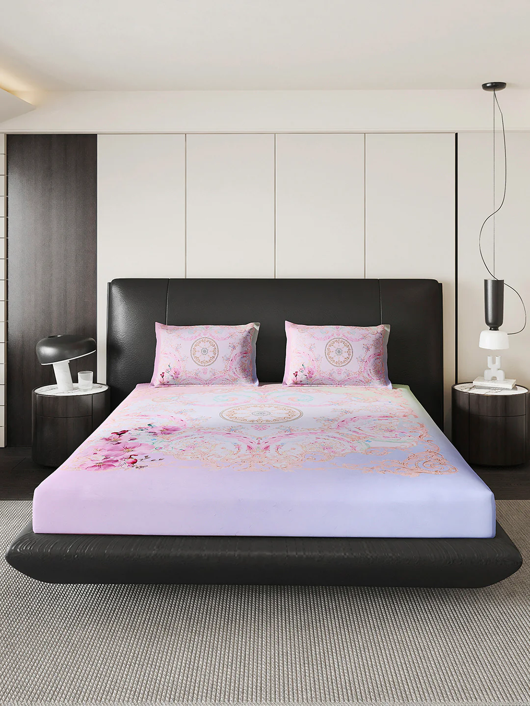252 GSM 100% Polyester King Bed 1 Bedsheet with 2 Pillow Cover (Urban) - Image 3