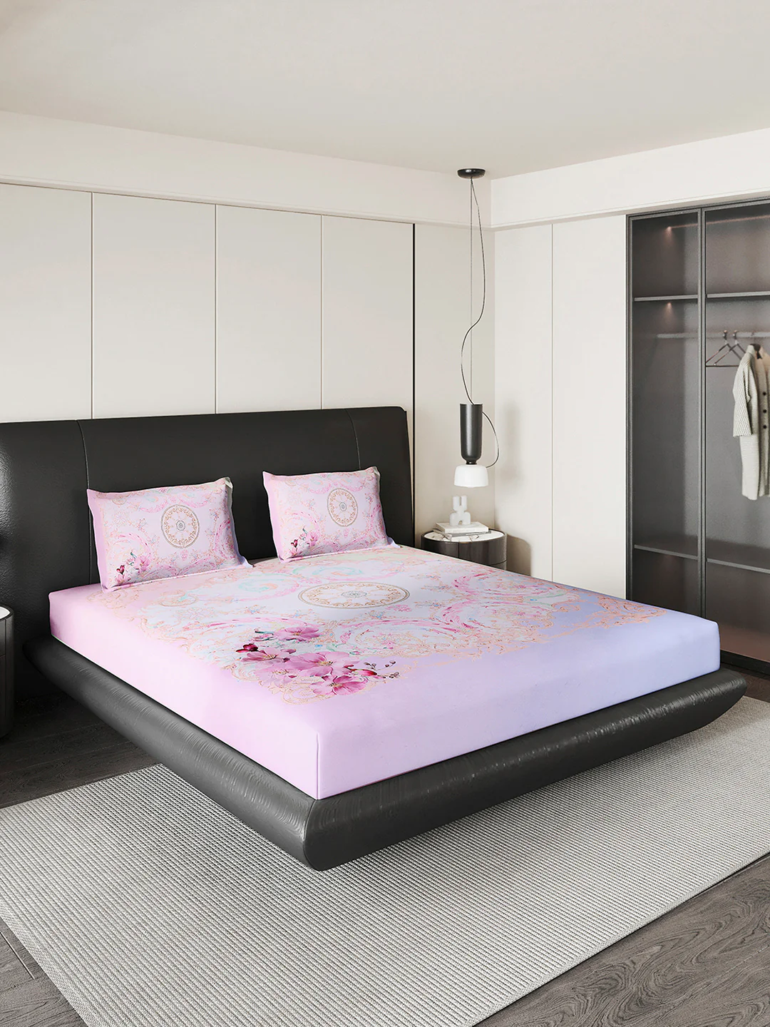 252 GSM 100% Polyester King Bed 1 Bedsheet with 2 Pillow Cover (Urban) - Image 4