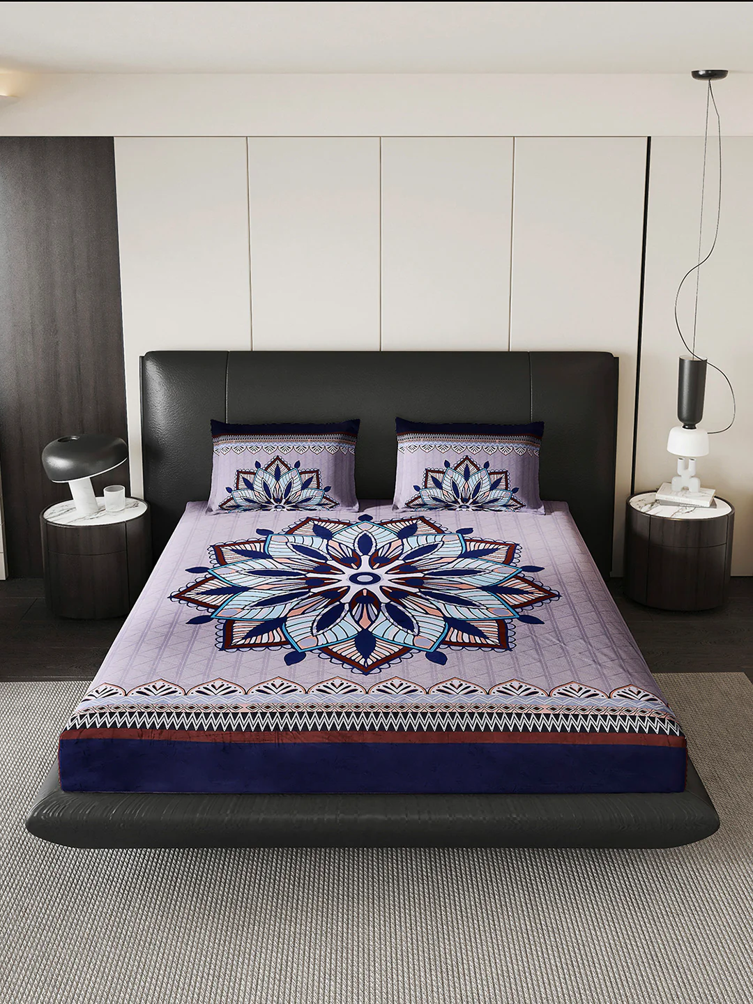 252 GSM 100% Polyester King Bed 1 Bedsheet with 2 Pillow Cover (Urban) - Image 2