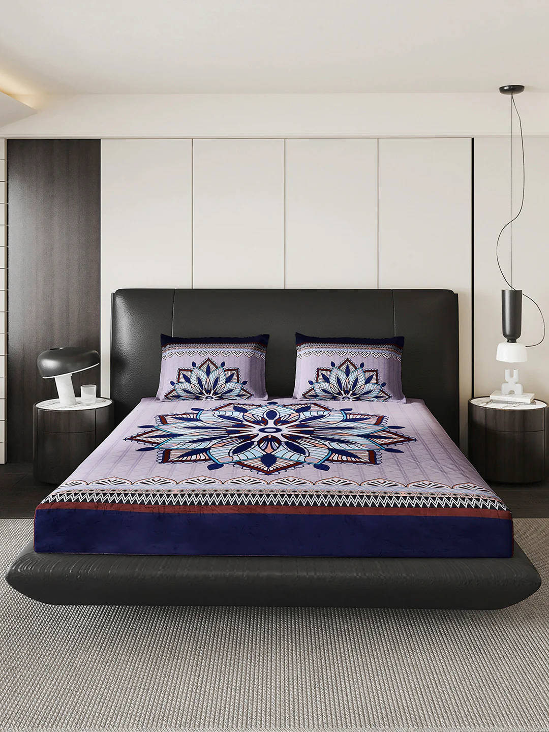 252 GSM 100% Polyester King Bed 1 Bedsheet with 2 Pillow Cover (Urban) - Image 3