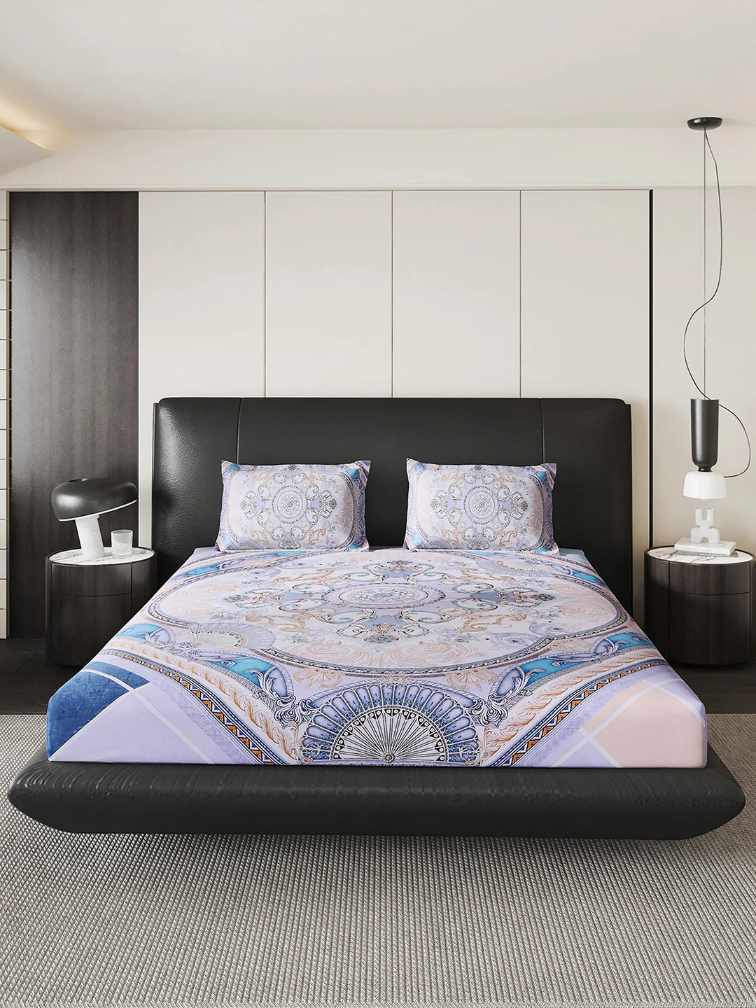 252 GSM 100% Polyester King Bed 1 Bedsheet with 2 Pillow Cover (Urban) - Image 2