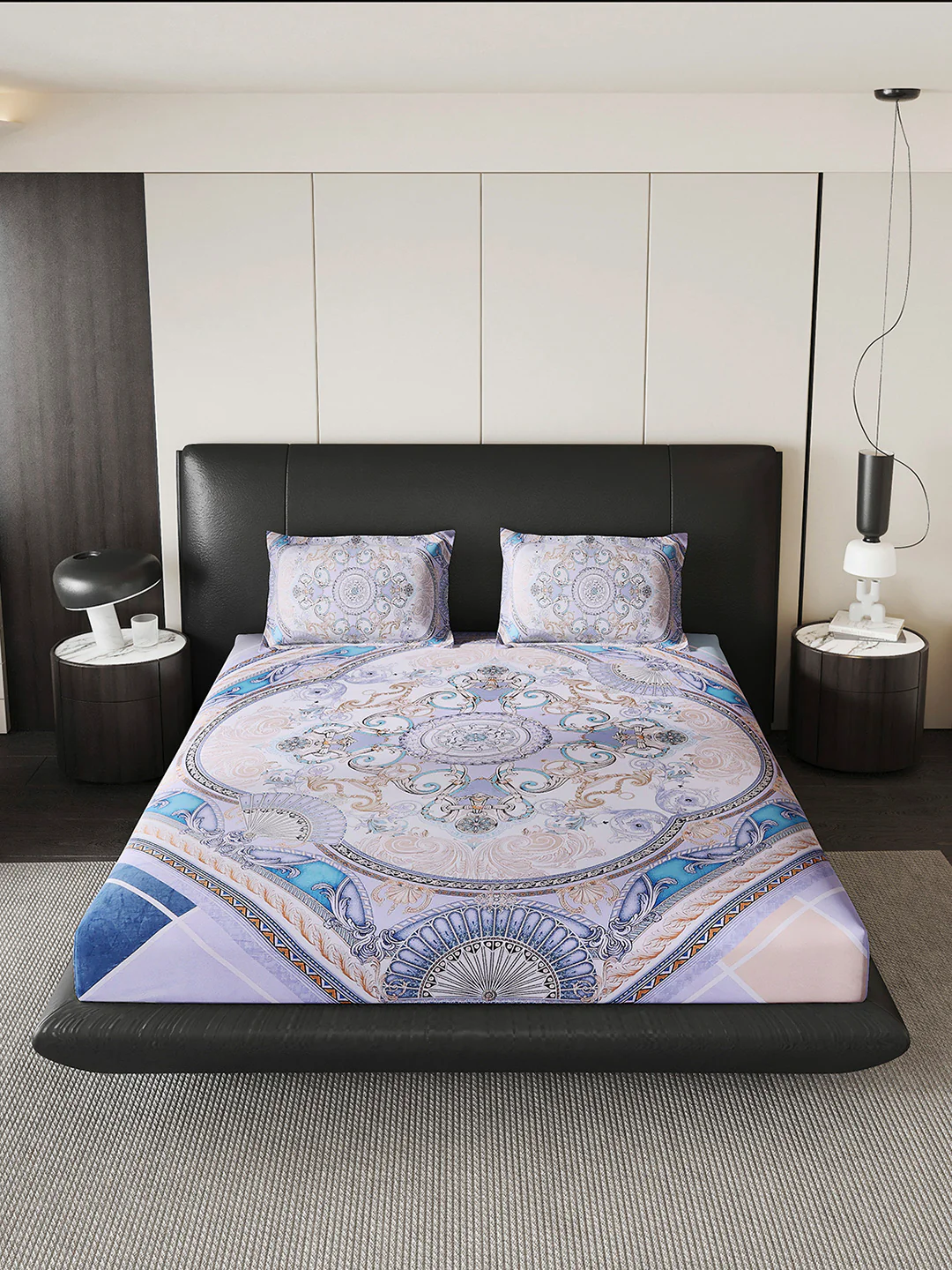 252 GSM 100% Polyester King Bed 1 Bedsheet with 2 Pillow Cover (Urban) - Image 3