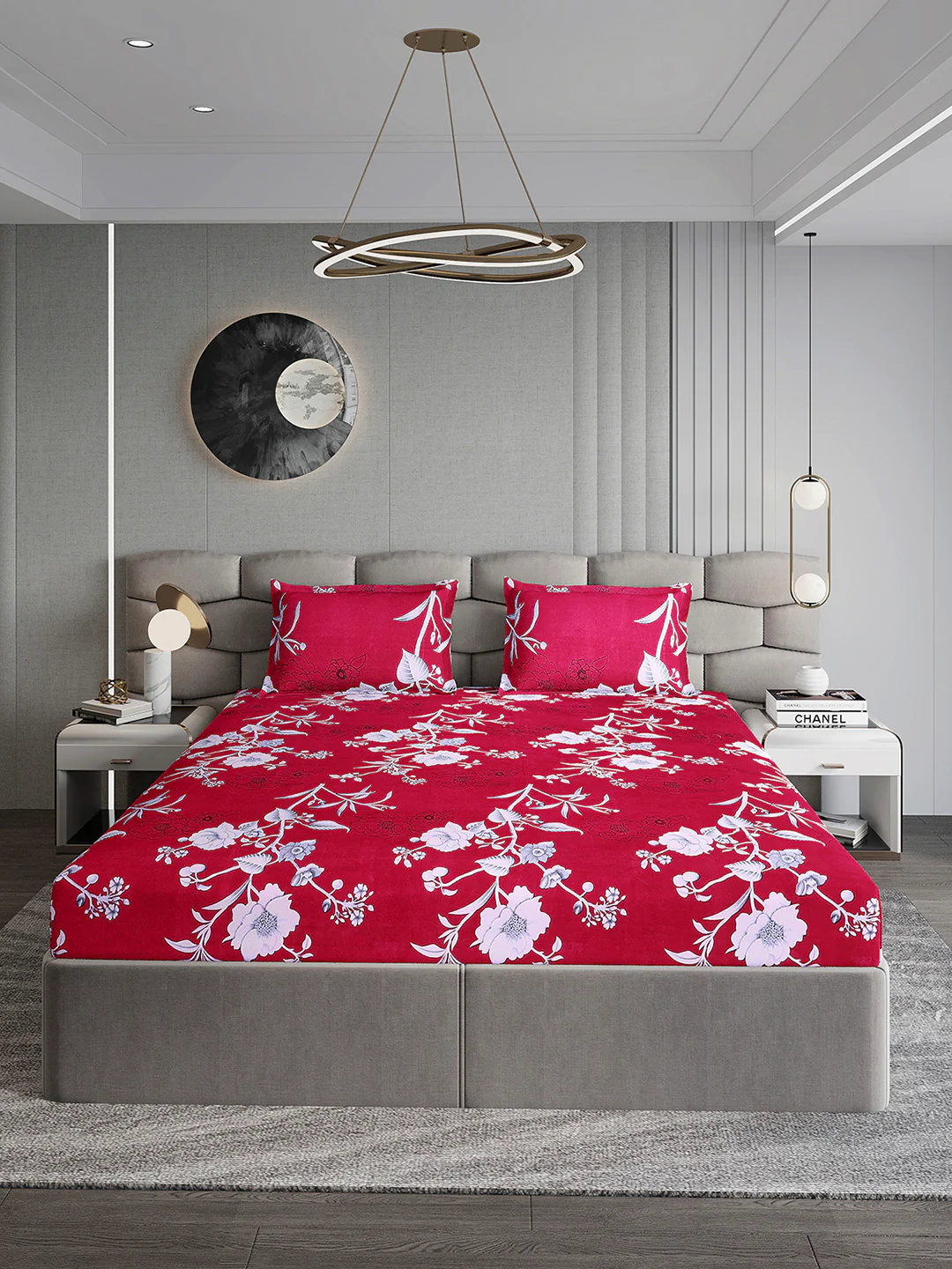 254 GSM Micro King Fitted Bed 1 Fitted Bedsheet with 2 Pillow Cover (Clare FT) - Image 2