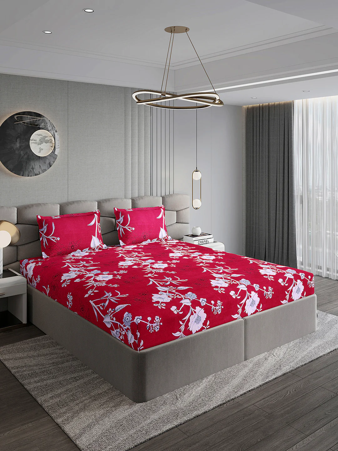 254 GSM Micro King Fitted Bed 1 Fitted Bedsheet with 2 Pillow Cover (Clare FT) - Image 4