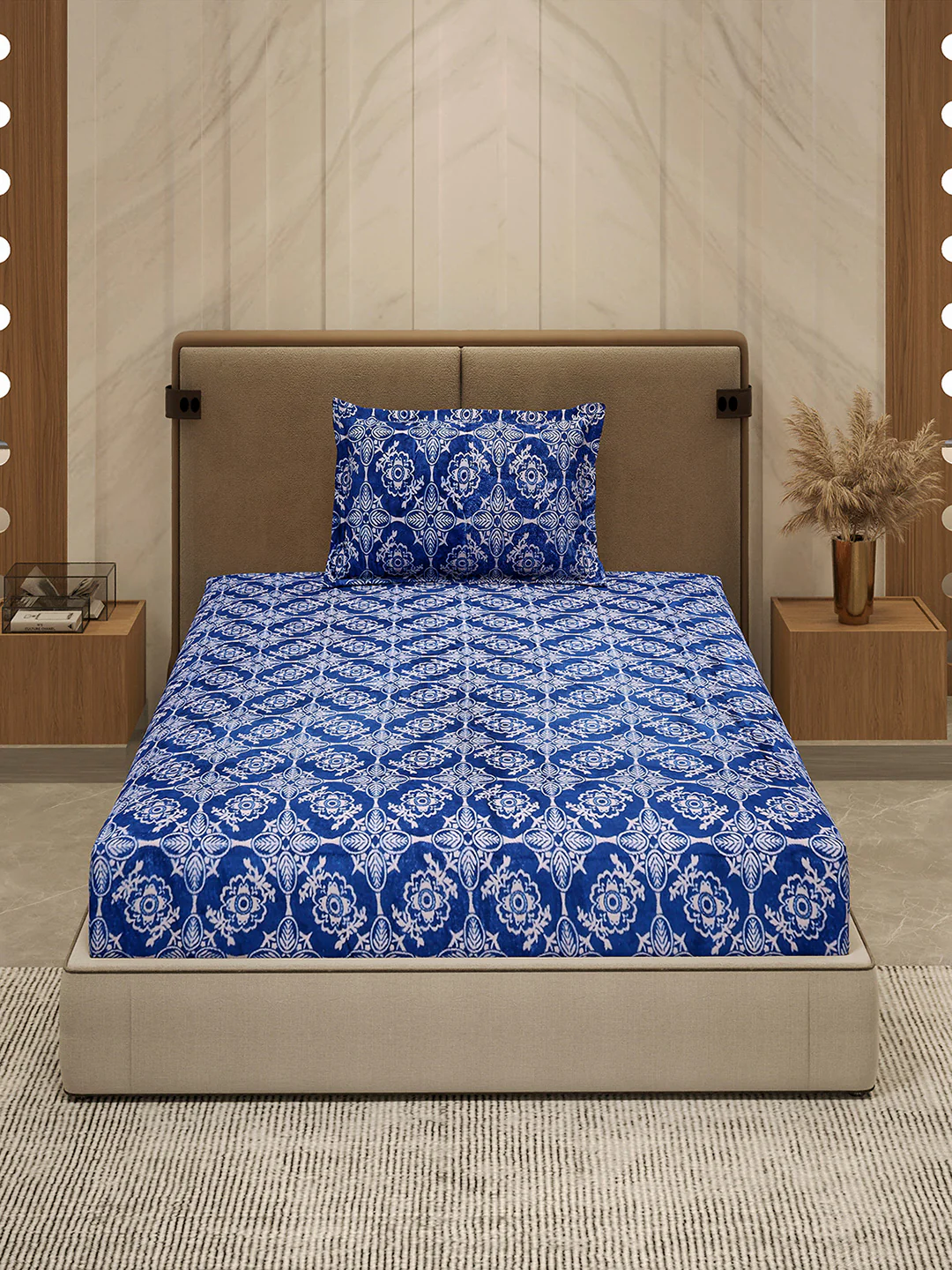 264 GSM Polyester Single Bed 1 Bedsheet with 1 Pillow Cover (Nixie Piece) - Image 2