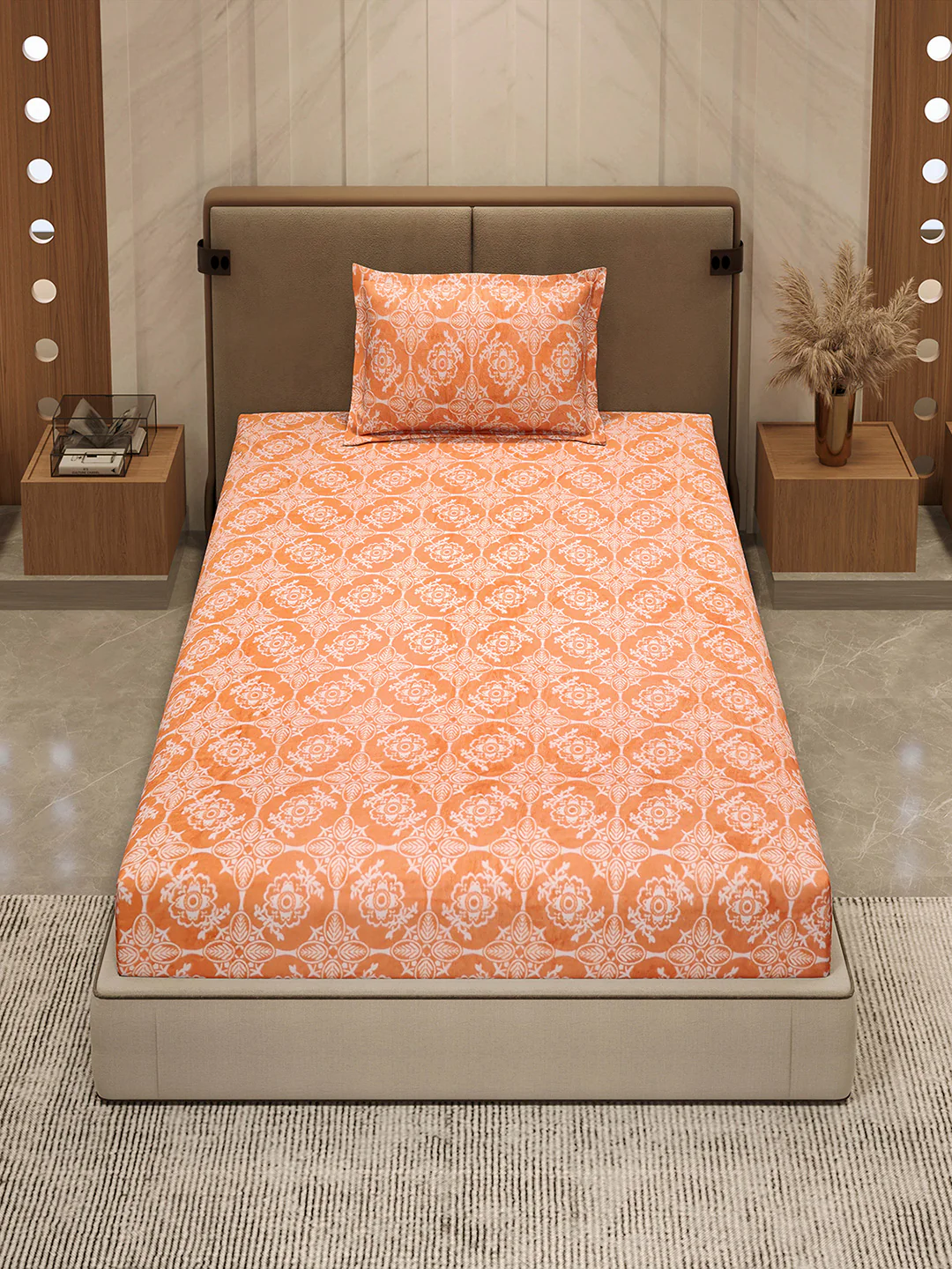264 GSM 100% Polyester Single Bed 1 Bedsheet with 1 Pillow Cover (Nixie Piece) - Image 3