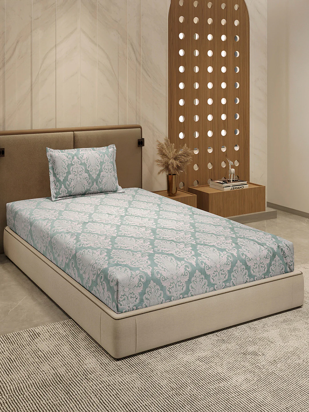 264 GSM Polyester Single Bed 1 Bedsheet with 1 Pillow Cover (Nixie Piece) - Image 4