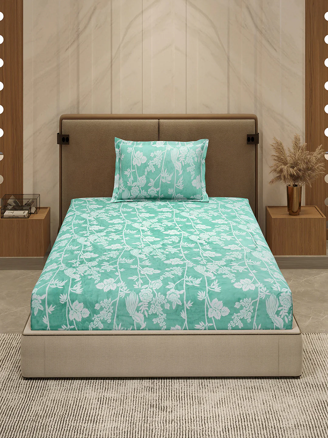 264 GSM Polyester Single Bed 1 Bedsheet with 1 Pillow Cover (Nixie Piece) - Image 2