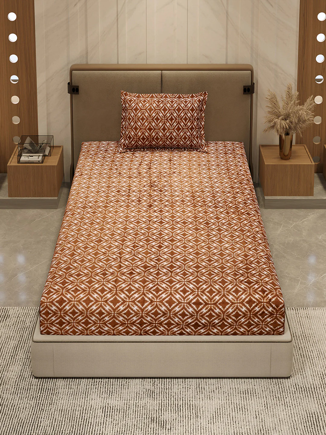 264 GSM 100% Polyester Single Bed 1 Bedsheet with 1 Pillow Cover (Nixie Piece) - Image 3