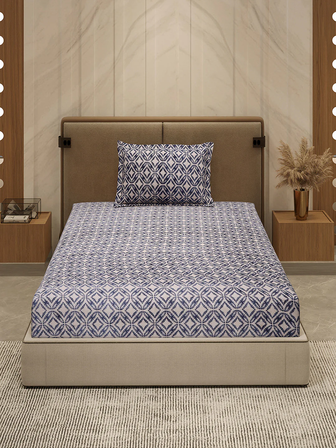264 GSM 100% Polyester Single Bed 1 Bedsheet with 1 Pillow Cover (Nixie Piece) - Image 2