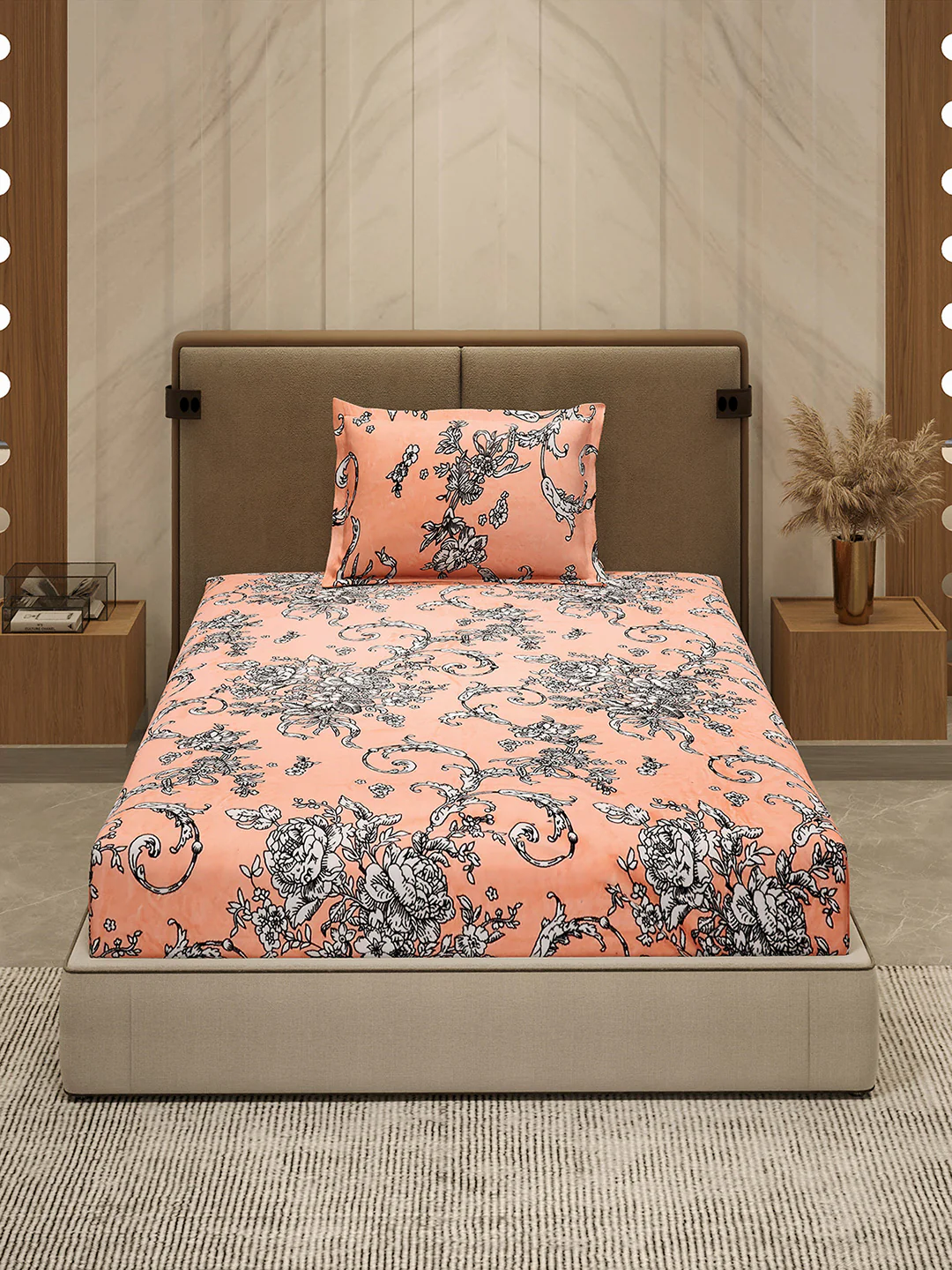 264 GSM 100% Polyester Single Bed 1 Bedsheet with 1 Pillow Cover (Nixie Piece) - Image 2