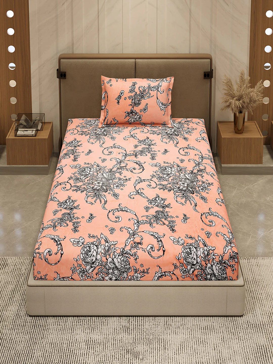 264 GSM 100% Polyester Single Bed 1 Bedsheet with 1 Pillow Cover (Nixie Piece) - Image 3