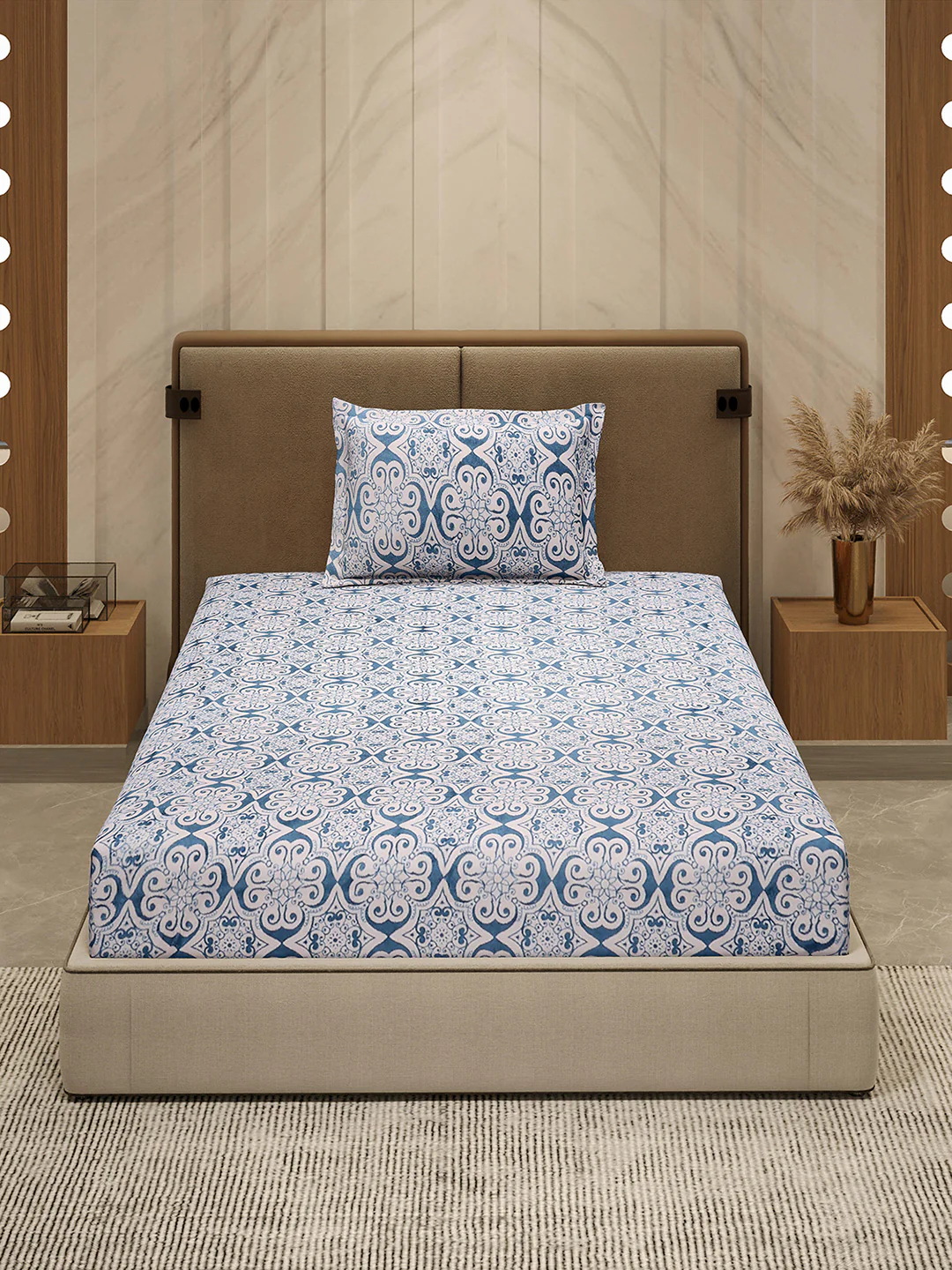 264 GSM 100% Polyester Single Bed 1 Bedsheet with 1 Pillow Cover (Nixie Piece) - Image 2