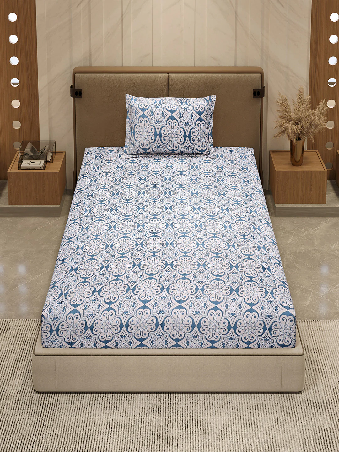 264 GSM 100% Polyester Single Bed 1 Bedsheet with 1 Pillow Cover (Nixie Piece) - Image 3