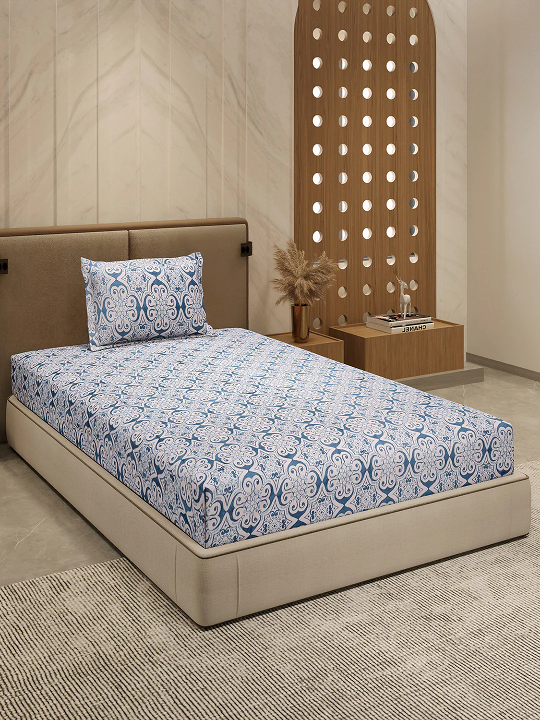 264 GSM 100% Polyester Single Bed 1 Bedsheet with 1 Pillow Cover (Nixie Piece) - Image 4