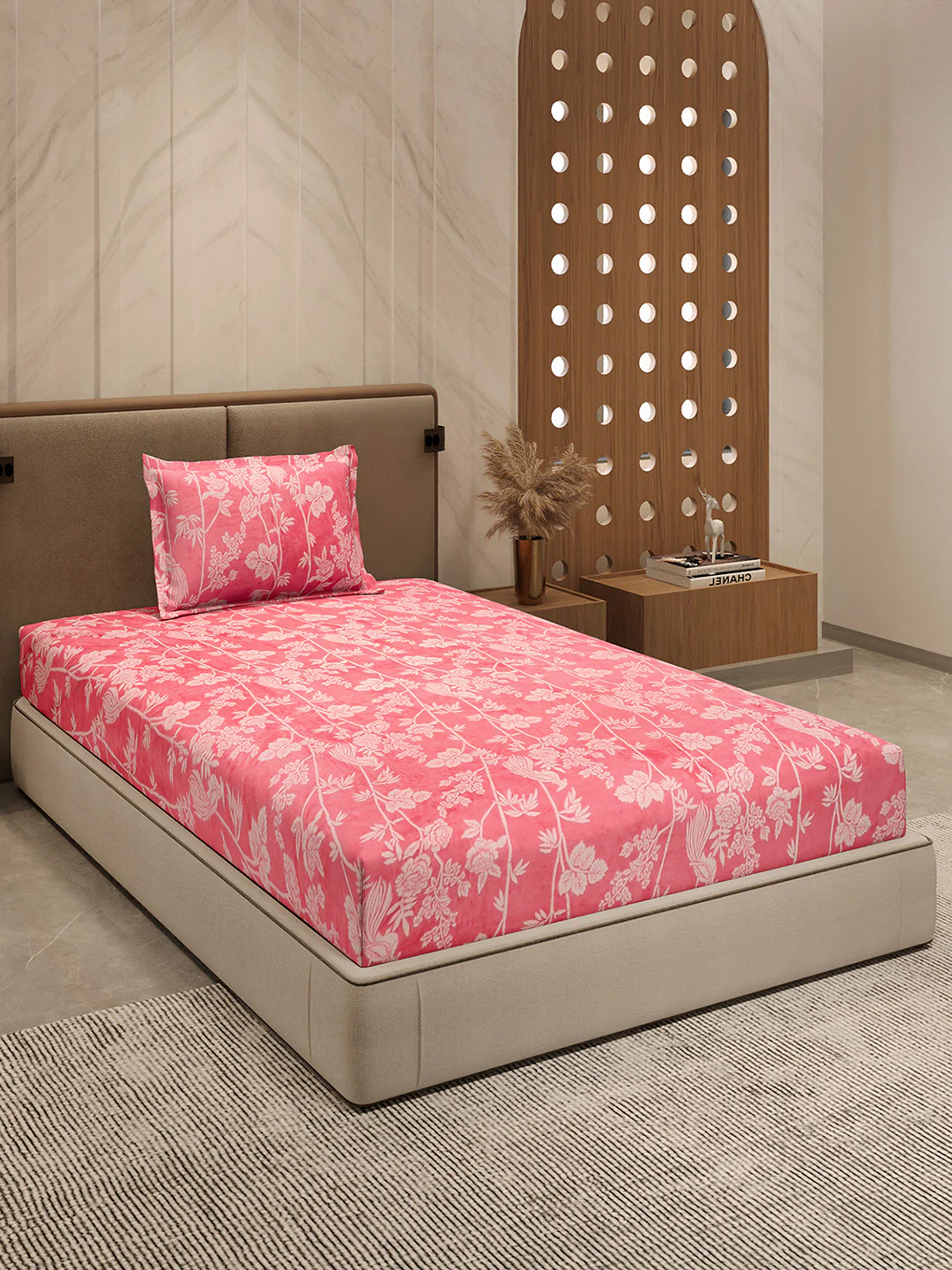 264 GSM Polyester Single Bed 1 Bedsheet with 1 Pillow Cover (Nixie Piece) - Image 4